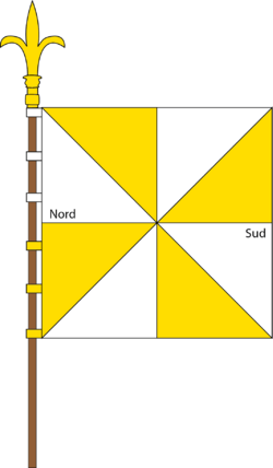 Banneret gironné d’or et d’argent de 4 pièces